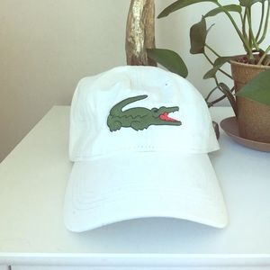 Lacoste White Big Croc Dad Hat 🧢